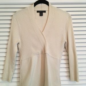 August Silk V-Neck Ribbed Stretch Silk-Blend Top